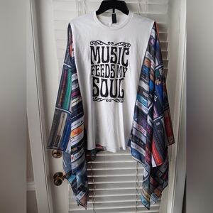 Upcycled Music Feeds My Soul Graphic Tshirt/Poncho